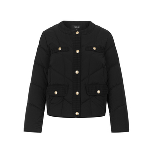 KBNE黑色短款90白鸭绒小香风羽绒服女装2025冬季新款菱格羽绒外套