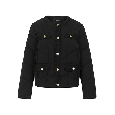 KBNE黑色短款90白鸭绒小香风羽绒服女装2025冬季新款菱格羽绒外套