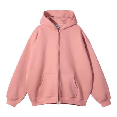 美式加绒双拉链侃爷连帽开衫卫衣