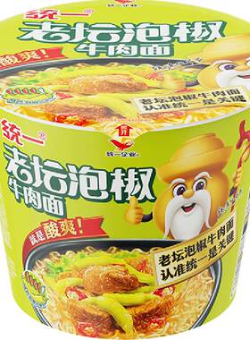 统一泡椒牛肉面105g×12桶