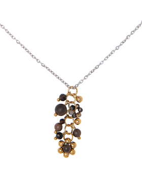 重工玛瑙木珠花朵可调节毛衣链