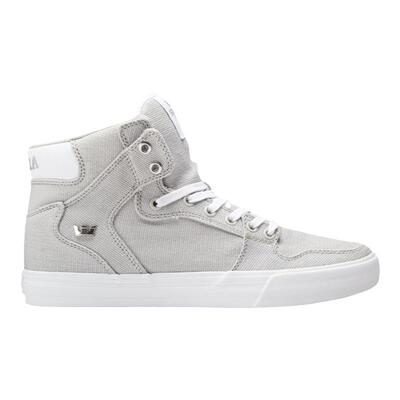 牡牧 Supra Vaider 浅灰色/黑白 帆布款 百搭 男中高帮休闲板鞋