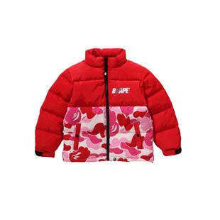 BAPE童装秋冬反光星标字母印花迷彩拼接羽绒服344001L