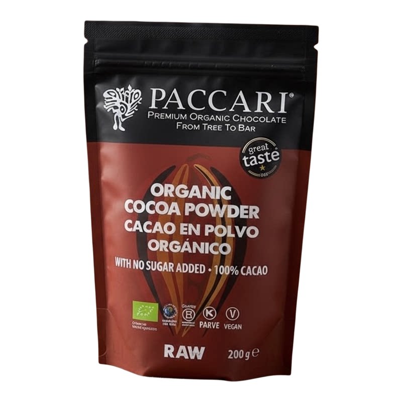 PACCARI 有机无糖可可粉200g全素厄瓜多尔可可粉浓郁朱古力香冲泡