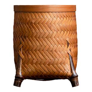 圭隐堂手工竹编茶筒复古收纳筒笔筒茶则茶拔六君子功夫茶道零配件