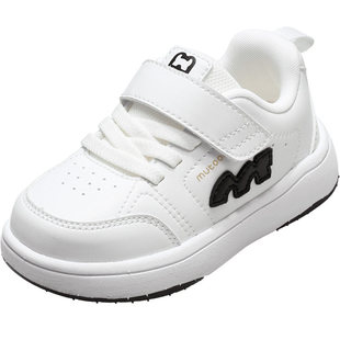 牧童低帮板鞋春秋男童轻便减震小童鞋校园鞋休闲运动小白鞋女童