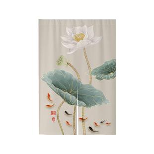 中式荷花门帘卧室布帘厕所门对门化解挂帘大门厨房卫生间隔断半帘