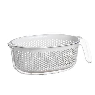 宜卡迷你 双层手柄沥水篮多功能透明淘菜篮大号菜筛滤菜篓水果篮
