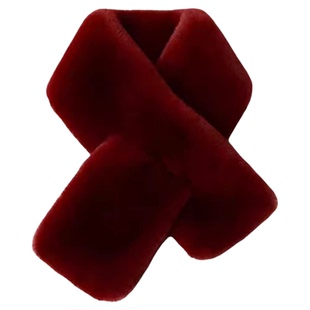 民国风黑色毛茸茸围巾配大衣仿皮草毛领气质交叉小巧护颈围脖冬季