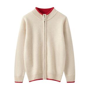 七针加厚儿童100%纯山羊绒开衫加厚中大童秋冬外套针织毛衣羊毛衫