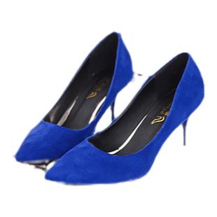 5cm黑色绒面小高跟鞋子女细跟春秋大码婚鞋7工作职业尖头漆皮单鞋