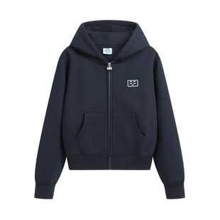 TGWALL「自由诗」刺绣修身短款加绒休闲简约开衫连帽卫衣外套女