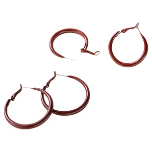 925纯银针安可拉红耳圈女2026马新年本命年素圈耳环红色过年耳饰