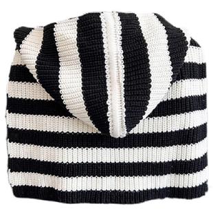 设计感条纹针织连帽披肩女秋冬新款保暖围巾帽子一体外搭护颈围脖