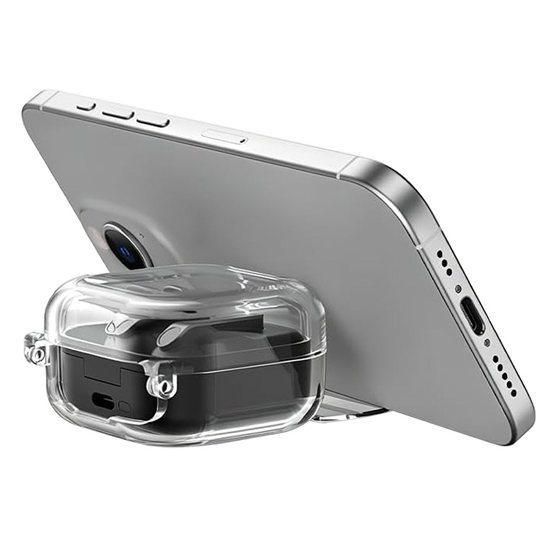 连体式三星Galaxy buds4pro降噪蓝牙耳机保护套透明buds4保护壳有锁buds4pro耳机壳带手机支架全包防摔外壳