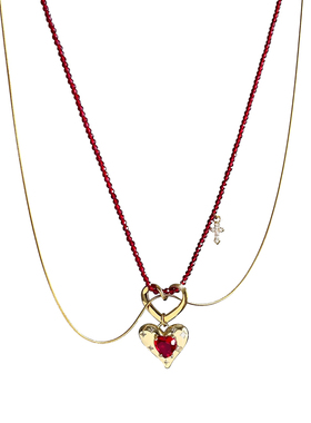 SU浮空岛「百利甜」原创小众高级感choker锁骨链红色爱心串珠项链