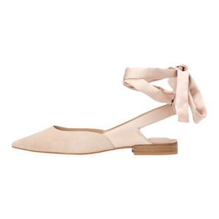 WF 女鞋低跟时尚休闲单鞋丝绸绑带尖头低跟平底鞋WFP118023