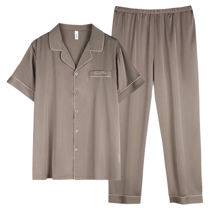 男生真丝睡衣三件套分体式家居服