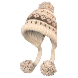 费尔岛针织毛线帽子女秋冬复古加厚保暖护耳雷锋帽骑车防寒包头帽