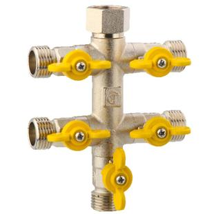 铜4分三通球阀分水器水管活接头开关配件内外外一进二出四洗衣机