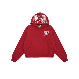 KZDALL“红玫骏马”原创设计刺绣连帽卫衣马年限定秋冬加绒休闲