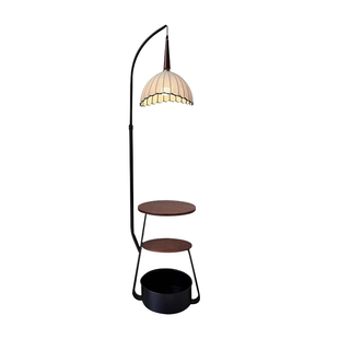 客厅落地氛围灯沙发旁边高级感中古复古床头置物架一体卧室台灯