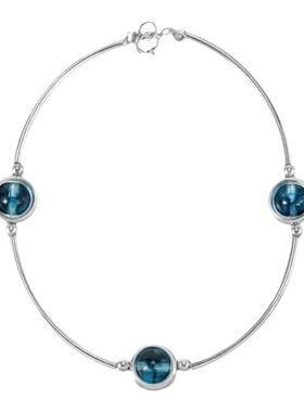 GENCOOS925纯银蓝水晶手镯手链