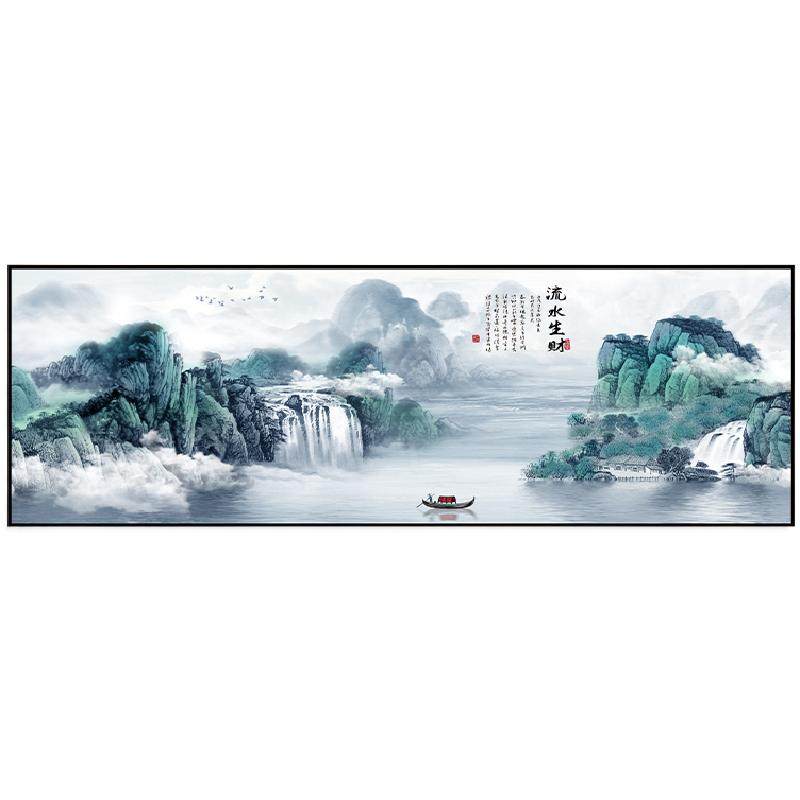 流水生财山水风景画墙贴纸2026新款床头客厅沙发背景墙壁画挂贴画