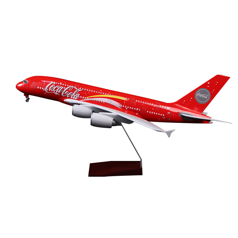 飞机模型A380可口可乐彩绘仿真民航客机航模51cm玩具收藏摆件礼物
