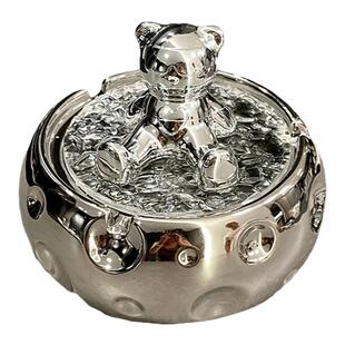 轻奢陶瓷烟灰缸带盖子 创意网红可爱茶几桌面装饰 年轻人必备烟缸