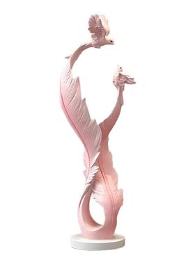 羽毛客厅摆件轻奢高级感小众电视柜地台入户玄关艺术新年装饰品