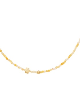 爆款简约天然石多巴胺米黄色项链