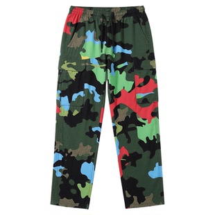 Camouflage drawstring pocket work pants迷彩抽绳口袋工装裤男