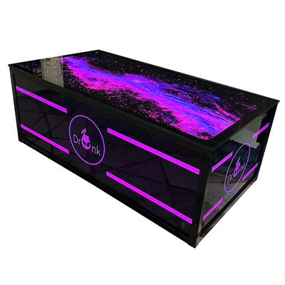 现货星空KTV茶几专用发光不锈钢钢化玻璃酒吧台岩板大理石桌子