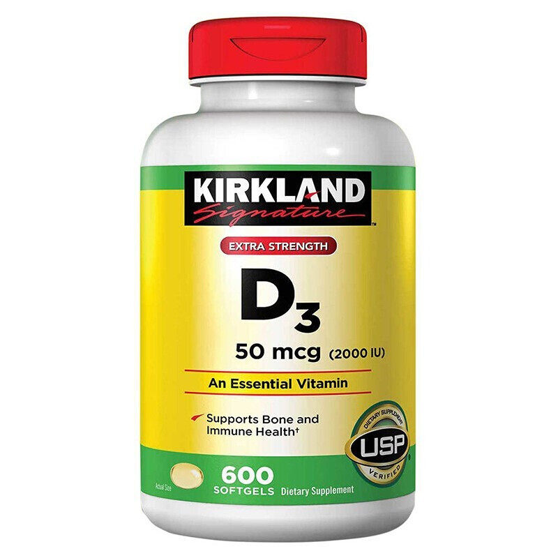 美国Kirkland柯克兰维生素D3液体维他命D3软胶囊600粒