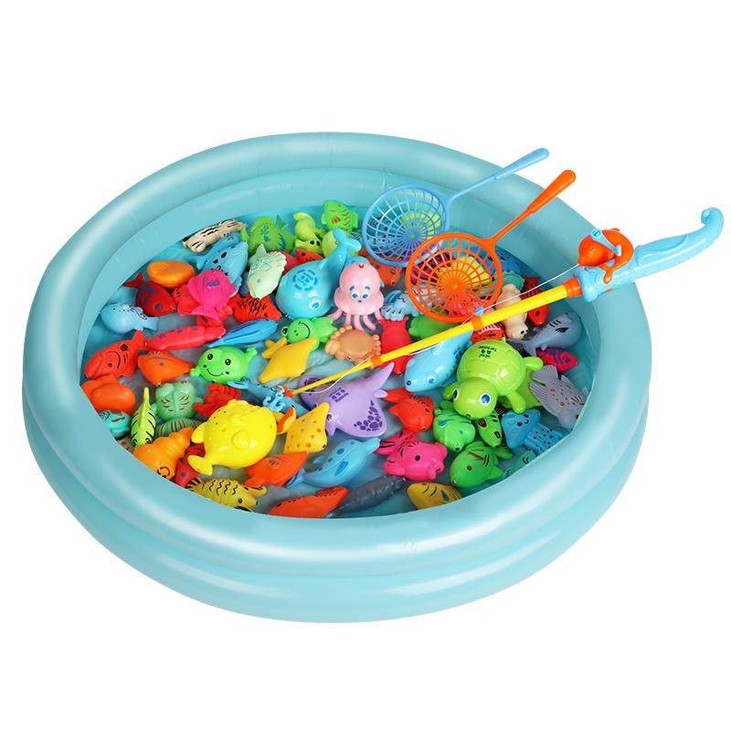 钓鱼玩具儿童磁性戏水船宝宝早教益智小孩洗澡感应钓鱼池1-3-6岁
