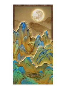 千里江山图山水画玄关立体砂岩画