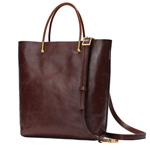 2025复古小众手提包牛皮托特包真皮大容量单肩斜挎包OL简约购物袋