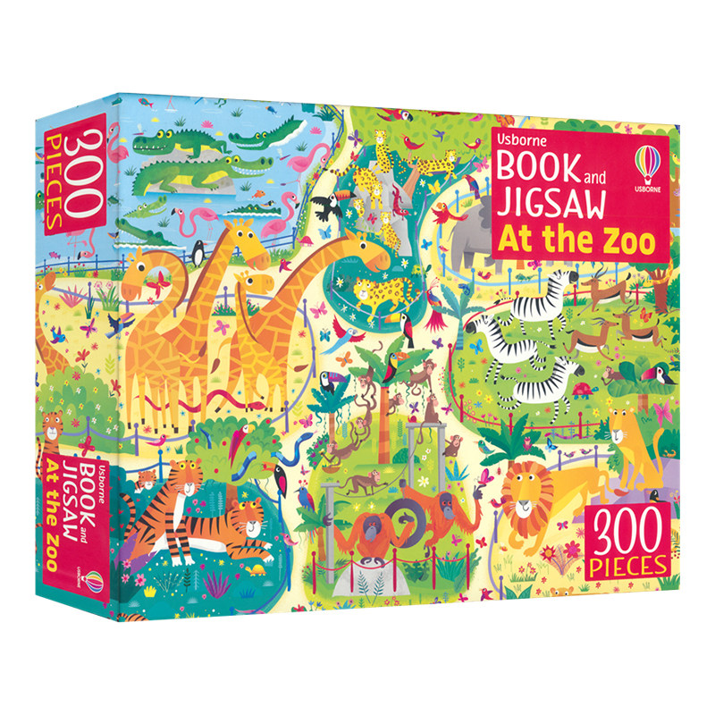 Usborne Book and Jigsaw 尤斯伯恩儿童益智游戏 书+拼图 动物园森林独角兽时间认知 英文原版进口儿童图书