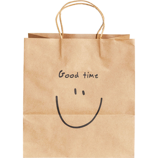 网红ins风大号牛皮纸笑脸手提袋大容量烘焙面包蛋糕打包手提定制