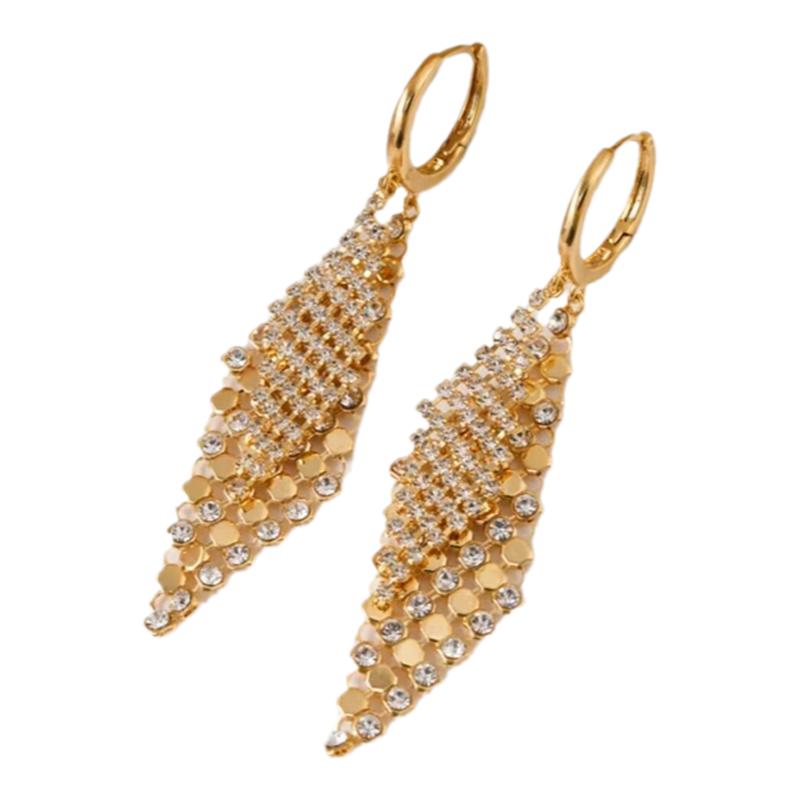 高级感满钻几何双层菱形耳环女设计感气质百搭耳扣耳坠显脸瘦耳饰