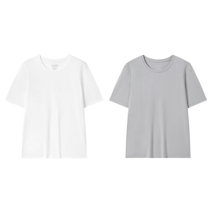 2件装舒雅男士50S天丝莫代尔5A抗菌抑菌大码打底短袖上衣家居T恤