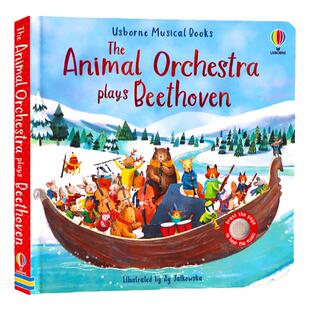 现货Usborne 古典音乐发声书贝多芬 The Animal Orchestra Plays Beethoven 英文原版绘本 儿童童话故事触摸发声书洞洞书艺术启蒙