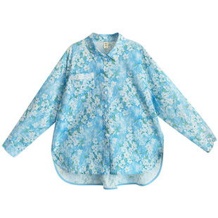 【生如夏花】夏季浪漫印花衬衫白色亚麻短裤女2025新款文艺休闲款