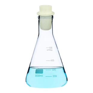 硅胶塞三角烧瓶玻璃锥形瓶50 150 250 500ml透明加厚耐高温带刻度锥形烧瓶化学实验烧器Conical Flask