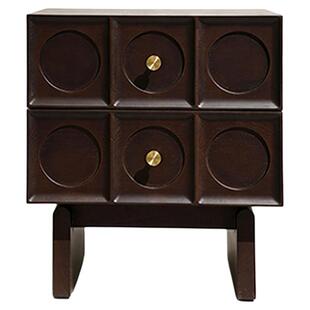 已夏静谧中古侘寂风个性白蜡木雕刻工艺创意设计师高级床头柜置物