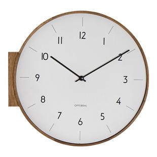 多帝家日式实木双面钟表客厅挂钟创意简约壁挂时钟静音转角石英钟
