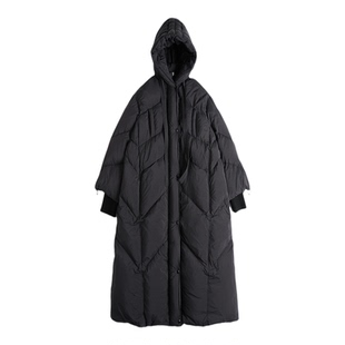 冬新款加厚被子款廓形大码羽绒服女加长款宽松显瘦白鸭绒外套女士