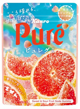 日本进口甘乐心形西柚味果汁软糖
