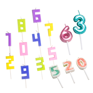 彩色2支装数字蜡烛宝宝生日蛋糕装饰周岁插牌 甜品台派对用品装饰